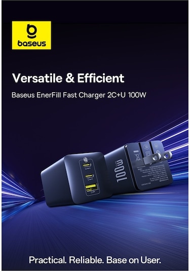 Baseus Enerfill Süper Hızlı Fe11 2c+u 100w Şarj Cihazı-siyah