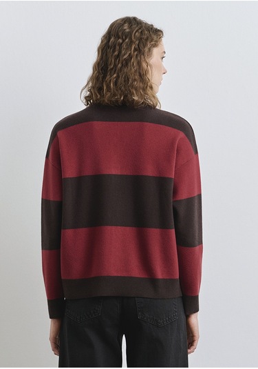 Mavi - Blok Renkli Bordo Triko Polo 1710708-90695 Bordo