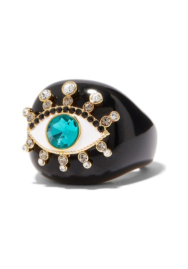 Evil Eye Cocktail Ring, Kristalli Nazar Yüzüğü Siyah