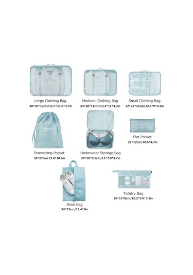 Moveevo Saklama Çantaları 8 Parça Set Seyahat Organizatörü Bavul Paketleme Seti Saklama Kutuları Taşınabilir Bagaj Organizatörü Pembe