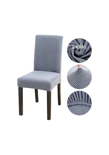 StarMall Likrali Sandalye Kılıfı, Lastikli,esnekli Sandalye Örtüsü Pitikare Desen 1 Adet Gri
