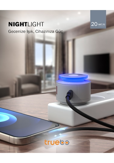 Truebo NightLight USB Type-C RGB Gece Lambası Adaptör