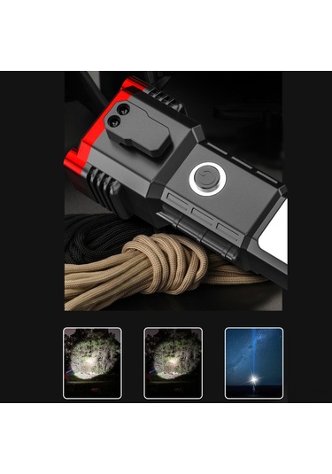 Neevoyu Taşınabilir 4 Modlu Led El Feneri - Şarjlı, Su Geçirmez, Çok Amaçlı Acil Durum Aracı Kırmızı