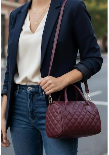 Addy Bordo Noir Quilted Kapitone Mini Varil Omuz Ve El Çantası