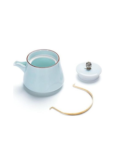 Celadon Seramik Işın Çay Potu 240 Ml, Japon Tarzı Çay Potu Pu'er Pot Ev Çay Seti Tek Çaydanlık Seramik Çiçek Çaydanlık Su Isıtıcısı Çaydanlıklar Altın - Beyaz