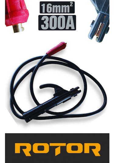 Kablolu Kaynak Pensesi Elektrot Tutucu Kablo Takımı 16 Mm2, 300a, 190 Cm