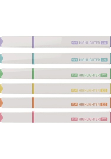 325 Fosforlu Kalem Canlı Renkler Yassı Gövde 6'lı 6 Renk