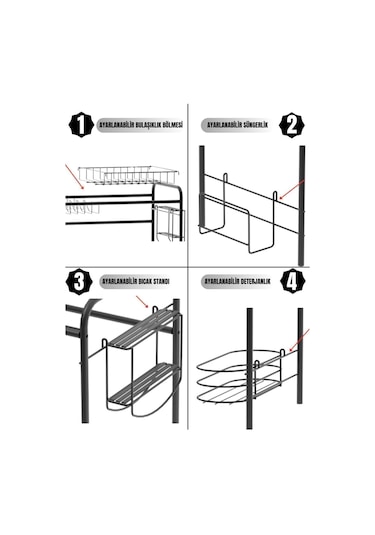 Suntel Mini Bulaşıklık & Bulaşık Kurutma Matı - Pratik Ve Bulaşıklık Siyah
