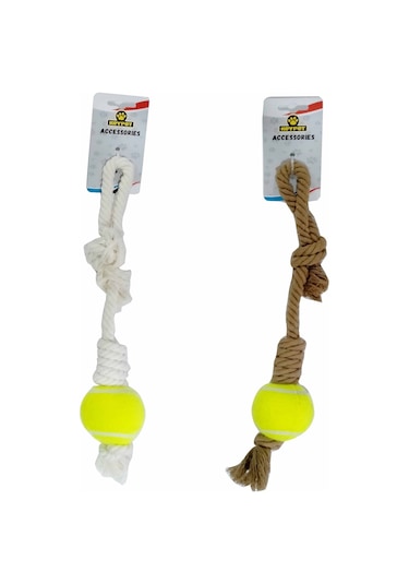 Keypet Düğümlü Tenis Toplu Diş İpi Köpek Oyuncağı 35 cm (1 ADET )