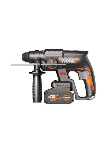 Worx WX381 20V 4.0Ah 2J Li-ion Tek Akülü Şarjlı Sds-Plus Pnömatik Kırıcı/Delici + 3 Parça Delme Ucu