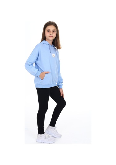 Toontoy Kız Çocuk Armalı Taytlı Takım Mavi