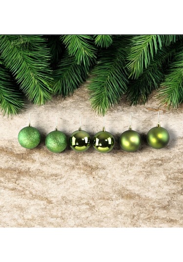 Yılbaşı Süsü 6'lı Top Yeşil 8 Cm
