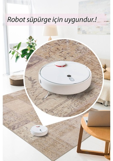 Artloop Jazz Şönil Dokuma Pamuk Polyester Bej Halı Al 15