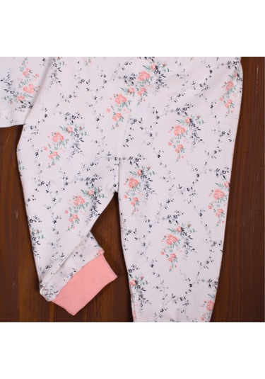 Çiçek Desenli Kız Bebek Pijama Eşofman Takımı Pembe Pembe
