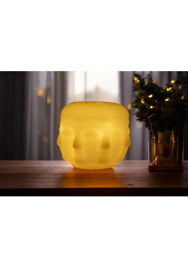 Fener Mum Buddah Krem Kavun Kokulu Dekoratif Mum