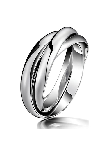 Trinity 3lü Birbirine Geçmeli Sarmal Çelik Stres Yüzük Cl44 Beyaz