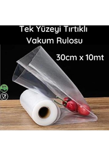 30 CM x 10 M - Tek Yüzeyi Tırtıklı Rulo Vakum Torbası