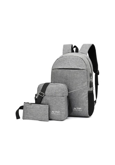 Gri Yeni Varış Sırt Çantası Omuz Çantası Erkek İş Dizüstü Sırt Çantası Eğlence Çantası Açık Seyahat Çantası Üç Parçalı Takım Elbise