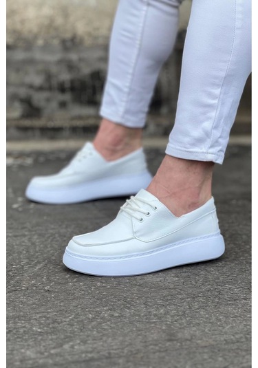 Terzi Bey Tb508 Beyaz Cilt Ortopedik Taban Erkek Casual Ayakkabı Beyaz