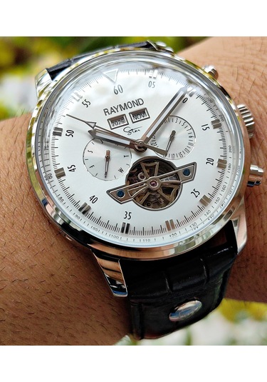 Raymond Star Gümüş Beyaz Otomatik Erkek Kol Saati Gümüş