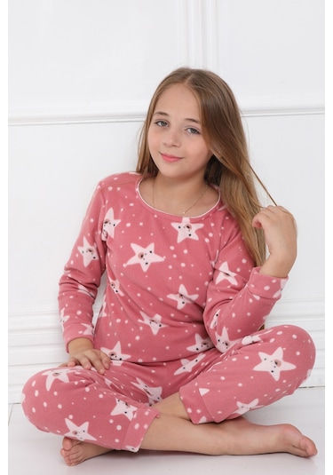 Sleeproom Kişlik Çocuk Polar Pijama Takim Pudra
