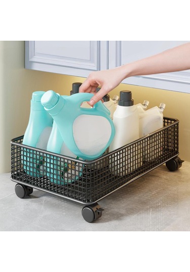 Suntek Lavabo Altı Düzenleyici 1 Katlı Tekerlekli Depolama Siyah