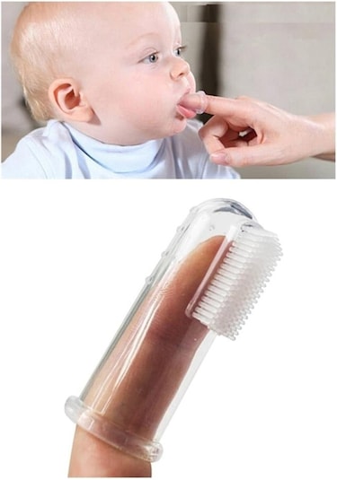 Bebek Damak Kaşıyıcı Fırça Bebek Diş Fırçası Silikon Parmak Fırça Şeffaf