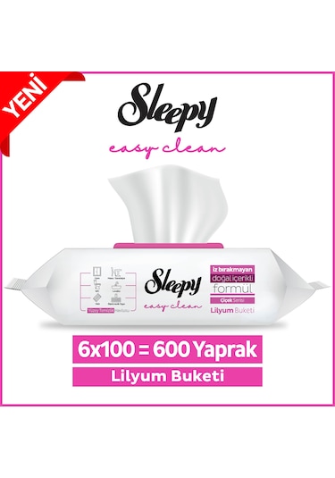 Sleepy Easy Clean Lilyum Buketi Yüzey Temizlik Havlusu&Mendili 6x100 (600 Yaprak)