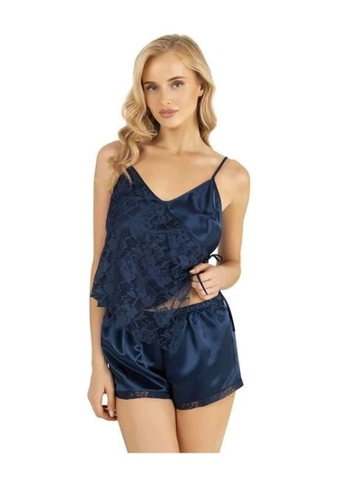 Lacivert Saten Şort Takımı 9204 Lacivert