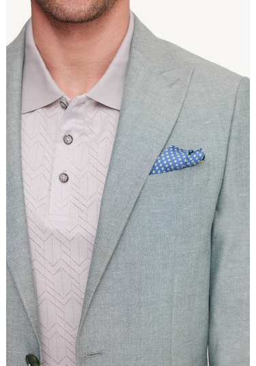 Erkek Yeşil Regular Fit Sivri Yaka Tek Ceket 001