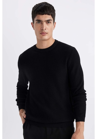 DeFacto Standart Fit Normal Kesim Bisiklet Yaka Basic Düz Triko Kazak B9707AX24SPBK27