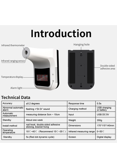 Sones K3 Eller Serbest Temassız Alın Vücut Kızılötesi Termometre