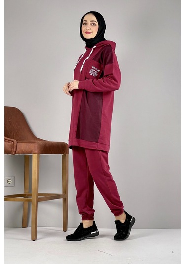 Moda Çizgi Tesettür Takım Bordo