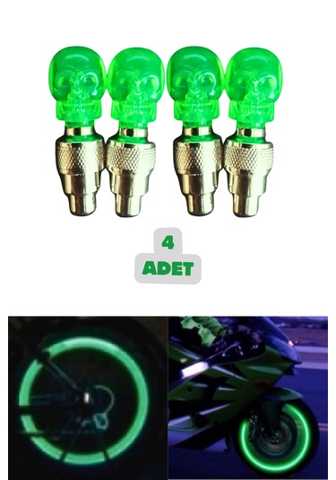 4 Adet Yeşil Renk Hareket Sensörlü Led Işıklı Sibop Kafatası