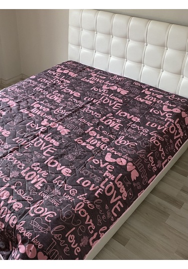 Kapitoneli Tek Kişilik Çok Amaçlı Örtü Love - 160x220 Cm