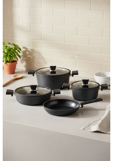 Bernardo Mayasa 7 Parça Seramik Tencere Seti Siyah Fil Dişi