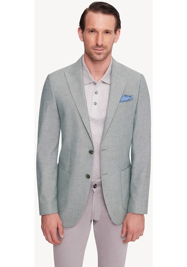 Erkek Yeşil Regular Fit Sivri Yaka Tek Ceket 001