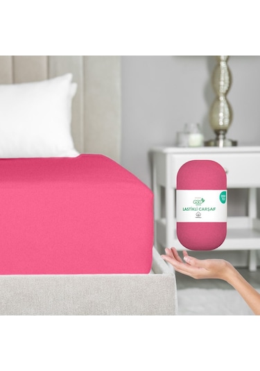 Home Eco Lastikli Çarşaf %100 Pamuk Tek / Çift Kişilik Ekonomik Serisi Oeko-tex Sertifikalı Şeker Pembe