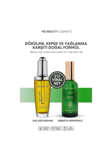 Md Beauty Biberiye Hidrosolü & Biberiye Saç Dibi Serumu Seti