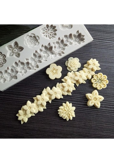 Çiçekler Çeşitli Fondan Silikon Kalıp Dıy Kek Çevresi Kalıp Yumuşak Şeker Kalıbı