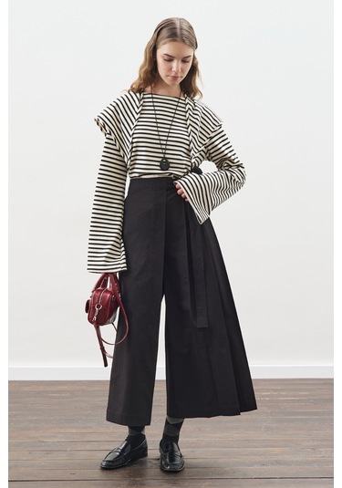 Etek Görünümlü Pantolon Siyah Siyah