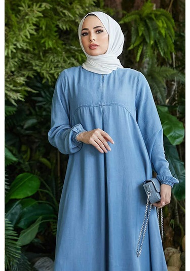 Neways 6482 - Ön Tek Pileli Elbise Mavi