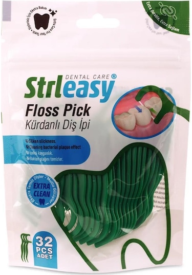 Strleasy Kürdanlı Diş İpi Floss Pick 32'li