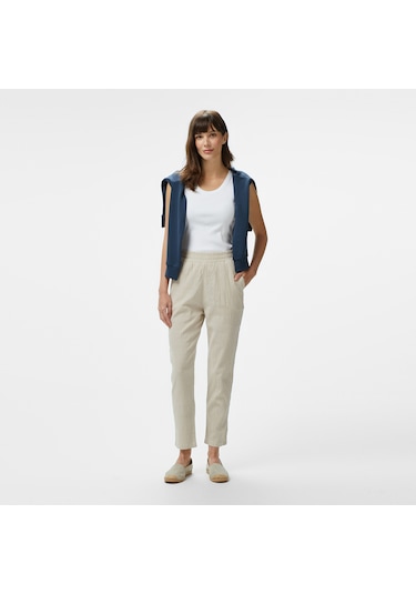 Nautica Kadın Bej Regular Fit Pantolon Düz 45p310t Bej