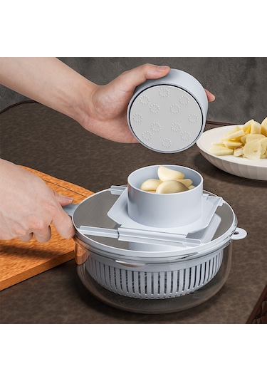 Hombey Evlerde Patates Havuclarını, Havuçları, Salatalıkları Dilimleyen Çok Fonksiyonlu Çelik Gri Mutfak Aleti - Dilimleyici, Parçalayıcı, Kesici Gri