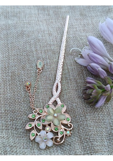 Villovatik Adel Yeşil Saç Tokası Aplikası 129631578 Yeşil