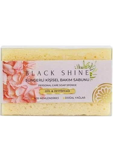 Black Shine Bs Doğal Gül Ve Zeytinyağı %35 Nemlendiricili Süngerli Sabun 100 G