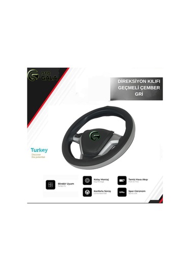 Direksiyon Kılıfı Geçmeli Çember Gri Gri
