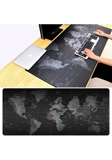 Genişletilmiş Büyük Kaymaz Dünya Haritası Desen Yumuşak Kauçuk Pürüzsüz Kumaş Yüzey Oyunu Mouse Pad Klavye Mat, Boyut: 60 X 30cm