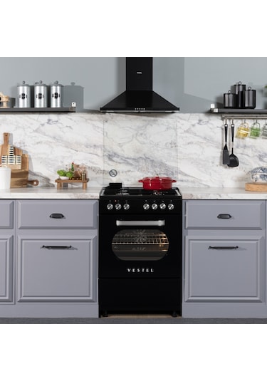 Vestel SF 8400 Retro 66 LT Ocaklı Solo Fırın Siyah